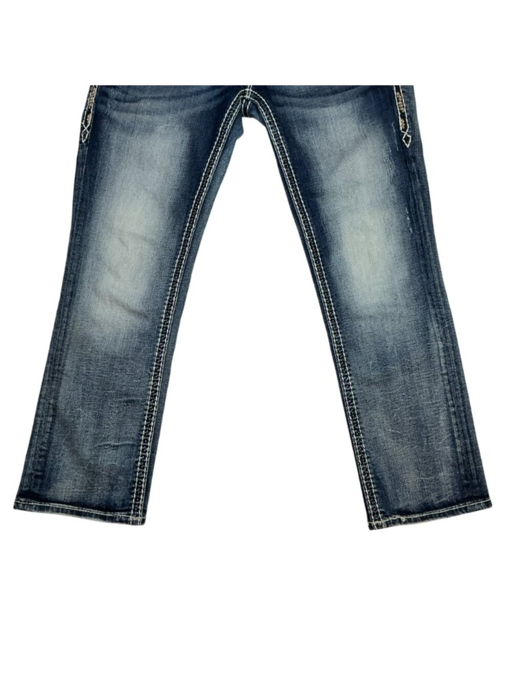 Rock Revival Betty Capri Jeans Womens 27 Distressed Contrast Stitching - Picture 7 of 11